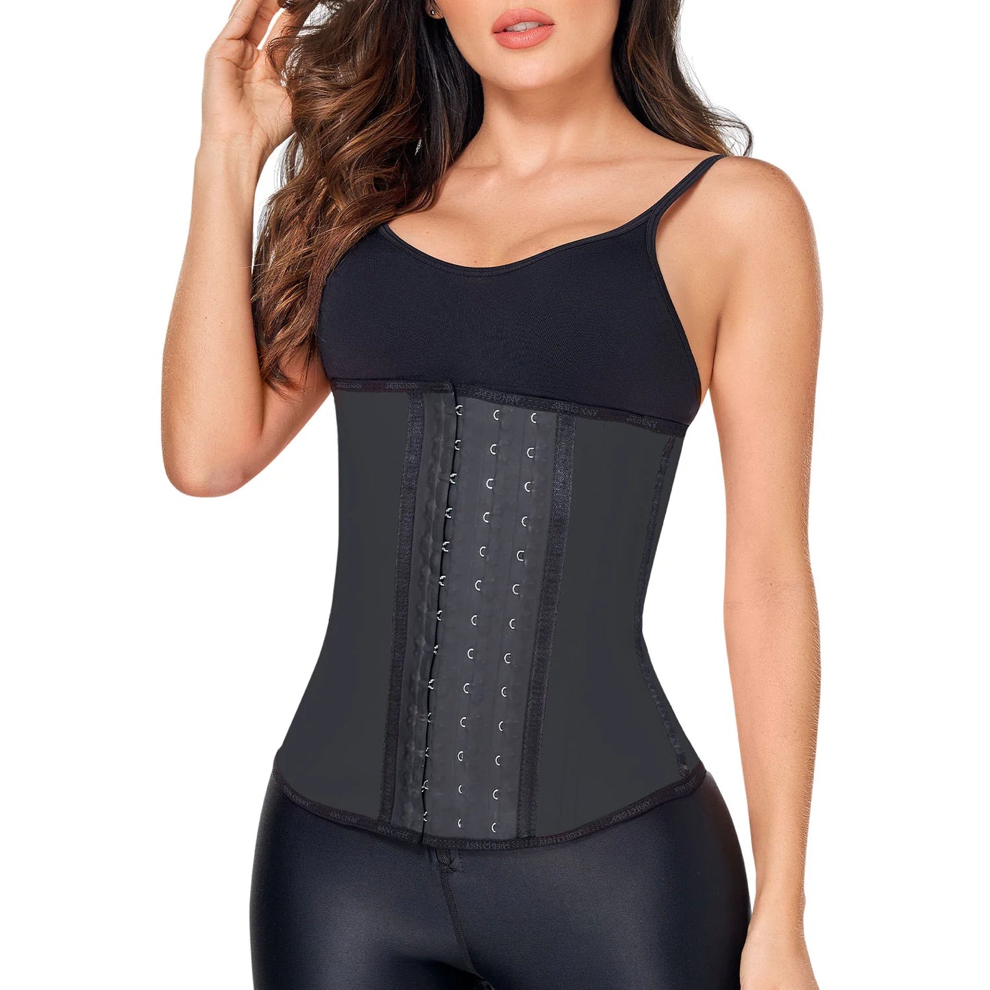 Ann Chery 2023 Deportiva 3 Hooks Black Latex Waist Trainer Shaper